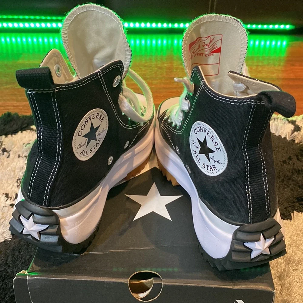 Converse Run Star Hike High Top Sneakers Black White Gum